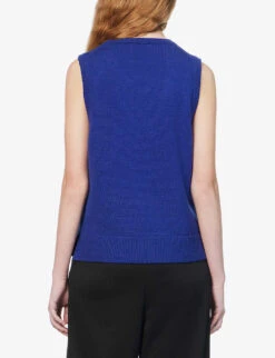 ME AND EM Scoop-neck Ribbed-trims Wool And Cashmere-blend Top -Whistles Store R04117229 COBALT ALT03