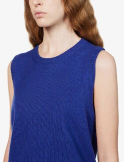 ME AND EM Scoop-neck Ribbed-trims Wool And Cashmere-blend Top -Whistles Store R04117229 COBALT ALT04