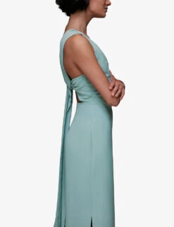 Whistles Tie Back Stretch-crepe Maxi Dress -Whistles Store R04118636 ALT05