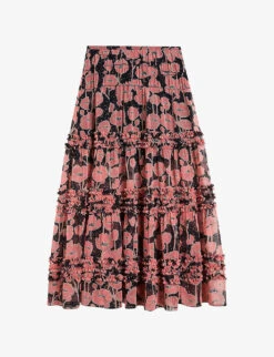 Ted Baker Allesaa Floral-print Tiered Recycled-polyester Maxi Skirt