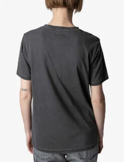 Zadig & Voltaire Bella Crystal-embellished Cotton-jersey T-shirt -Whistles Store R04121841 CARBONE ALT03