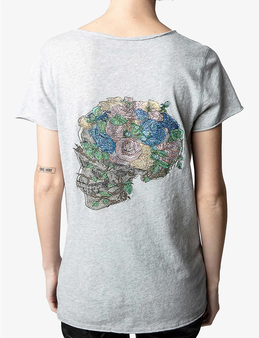 Zadig & Voltaire Henley Skull And Floral-embellished Cotton-jersey T-shirt 6 Zadig & Voltaire Henley Skull And Floral-embellished Cotton-jersey T-shirt - Image 4