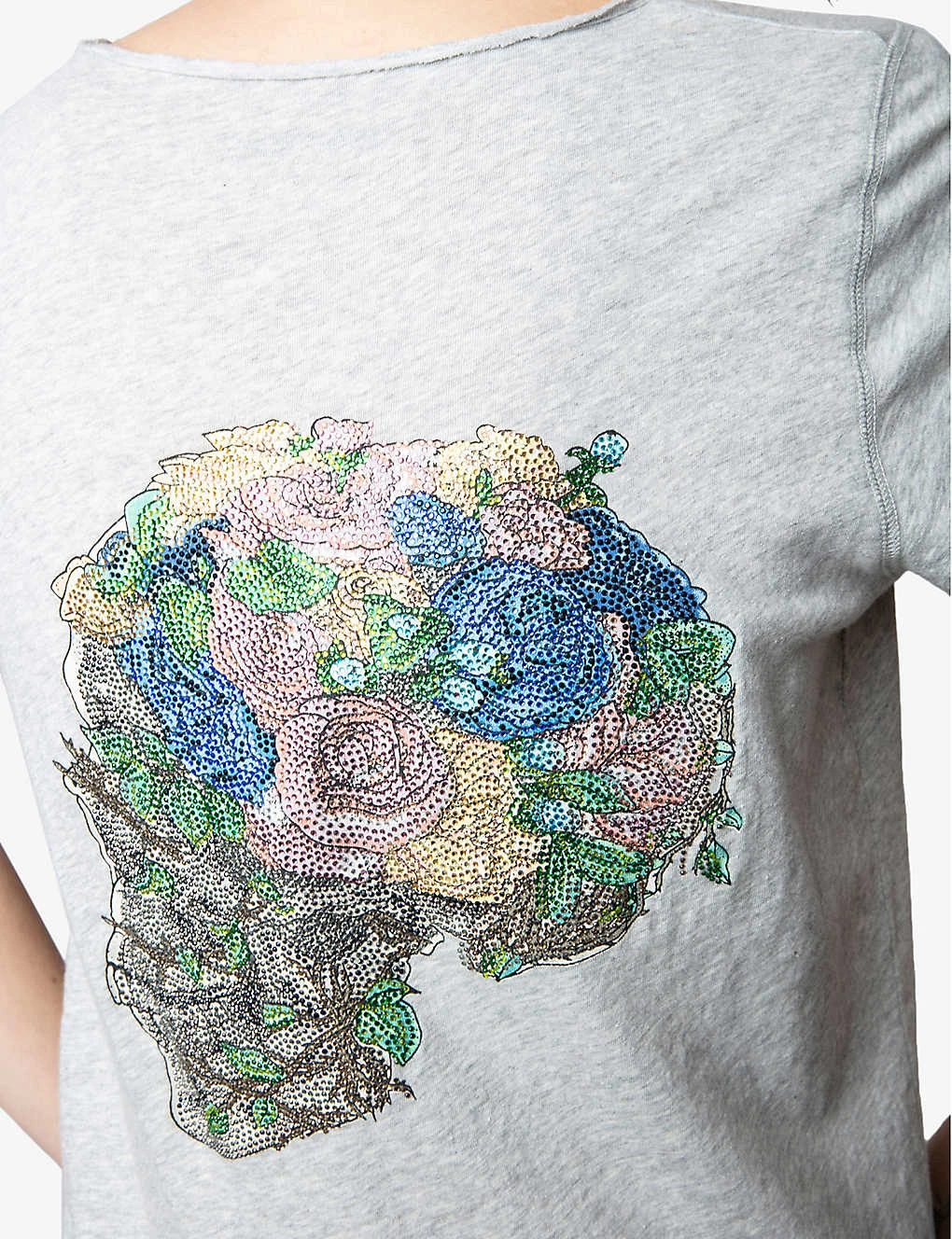 Zadig & Voltaire Henley Skull And Floral-embellished Cotton-jersey T-shirt 7 Zadig & Voltaire Henley Skull And Floral-embellished Cotton-jersey T-shirt - Image 5