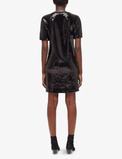 THE KOOPLES Sequinned Stretch-woven Mini T-shirt Dress 11 THE KOOPLES Sequinned Stretch-woven Mini T-shirt Dress -Whistles Store R04122314 BLA01 ALT03