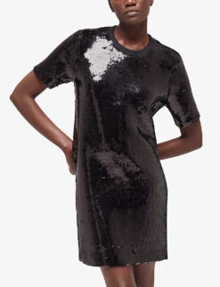 THE KOOPLES Sequinned Stretch-woven Mini T-shirt Dress 12 THE KOOPLES Sequinned Stretch-woven Mini T-shirt Dress -Whistles Store R04122314 BLA01 ALT04