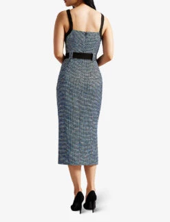 Ted Baker Contrast-panel Boucle Woven Midi Dress -Whistles Store R04122511 DKNAVY ALT02