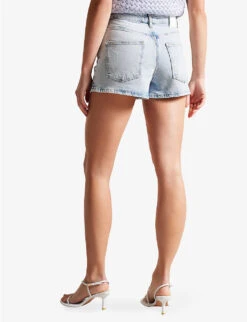Ted Baker Gianahh High-rise Stretch-denim Shorts -Whistles Store R04125133 LTWASH ALT03
