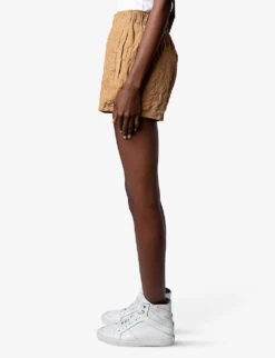 Zadig & Voltaire Paxi Crinkled Suede-leather Shorts -Whistles Store R04125249 COGNAC ALT02
