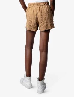 Zadig & Voltaire Paxi Crinkled Suede-leather Shorts -Whistles Store R04125249 COGNAC ALT03