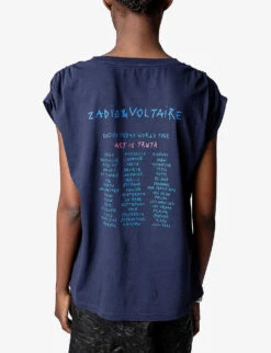 Zadig & Voltaire Adele Graphic-print Sleeveless Organic-cotton T-shirt -Whistles Store R04125253 ENCRE ALT03