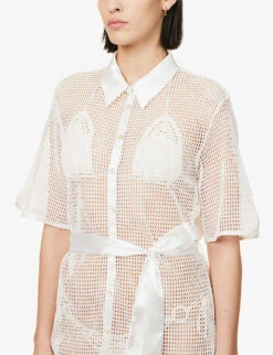 Camelia Button-down Cotton-knit Shirt Dress 11 Camelia Button-down Cotton-knit Shirt Dress -Whistles Store R04126879 SNOWWHITE ALT04