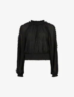 AllSaints Thallo Balloon-sleeve Recycled-polyester Top