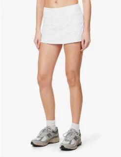 Lululemon Pace Rival Drawstring-waist Stretch-woven Mini Skirt -Whistles Store R04127287 WHITE ALT02
