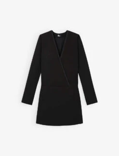 THE KOOPLES Double-breasted Pleated-hem Stretch-woven Mini Blazer Dress