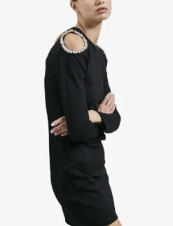 THE KOOPLES Cutout-embellished Cotton Mini Dress -Whistles Store R04127684 BLA01 ALT02