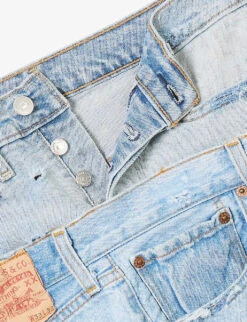 Abstract-panels Distressed Upcycled Denim Mini Skirt -Whistles Store R04127905 MIDBLUE ALT06