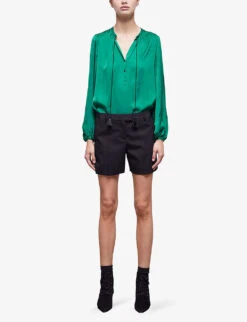 THE KOOPLES Slim-fit Pocket-detail Wool Shorts -Whistles Store R04127976 BLA01 ALT01