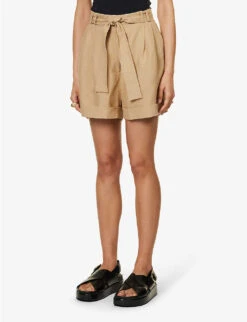 Clementina High-rise Organic-linen Shorts -Whistles Store R04128927 TAN ALT02