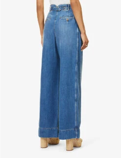 ME AND EM Pleated Wide-leg High-rise Jeans -Whistles Store R04129140 BLUEWASH ALT03