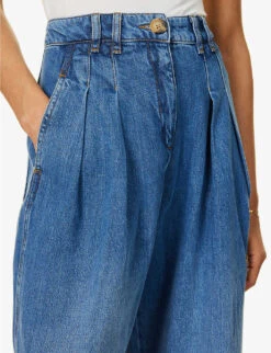 ME AND EM Pleated Wide-leg High-rise Jeans -Whistles Store R04129140 BLUEWASH ALT04