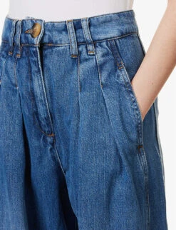 ME AND EM Pleated Wide-leg High-rise Jeans -Whistles Store R04129140 BLUEWASH ALT05