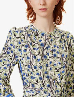 ME AND EM Self-tie Flared-hem Recycled-polyester Mini Dress -Whistles Store R04129188 SICILIANOLIVECREAM ALT04