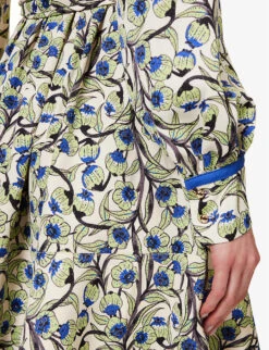 ME AND EM Self-tie Flared-hem Recycled-polyester Mini Dress -Whistles Store R04129188 SICILIANOLIVECREAM ALT05