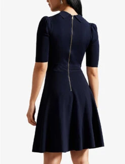 Ted Baker Hillder Lace-bodice Neck-tie Knitted Dress -Whistles Store R04129703 DKBLUE ALT03