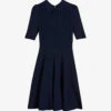 Ted Baker Hillder Lace-bodice Neck-tie Knitted Dress -Whistles Store R04129703 DKBLUE M
