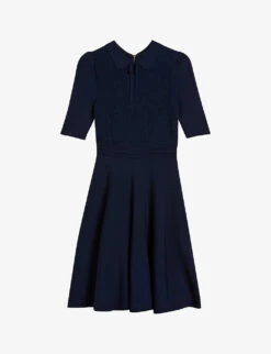 Ted Baker Hillder Lace-bodice Neck-tie Knitted Dress
