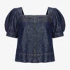 Honor Puff-sleeved Square-neck Organic-denim Top -Whistles Store R04129985 INDIGO M