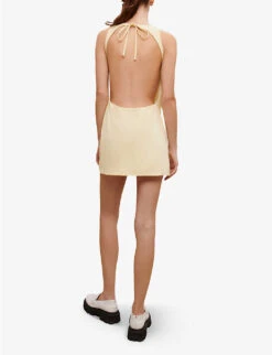 Maje Open Back Straight-cut Cotton-blend Mini Dress 10 Maje Open Back Straight-cut Cotton-blend Mini Dress -Whistles Store R04130672 JAUNESORANGES ALT03