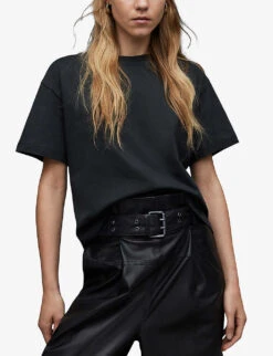 AllSaints Cygni Cut-out Organic-cotton T-shirt -Whistles Store R04131319 WASHEDBLACK ALT02