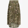AllSaints Kaye Peggy Patterned Regular-fit Woven Midi Skirt -Whistles Store R04131449 KHAKIGREEN M