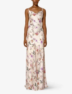By Malina Lowa Floral-print Satin Maxi Dress -Whistles Store R04133228 SOFTFLORALVANILLA ALT01