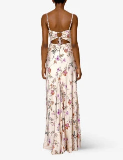 By Malina Lowa Floral-print Satin Maxi Dress -Whistles Store R04133228 SOFTFLORALVANILLA ALT03