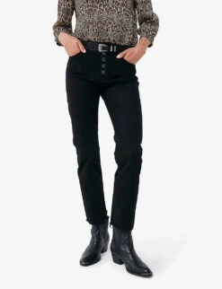 Ikks Straight-leg High-rise Stretch-denim Jeans -Whistles Store R04133252 BLACK ALT02