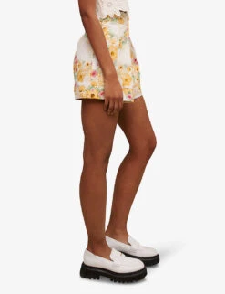 Maje Floral Print High-rise Cotton Shorts -Whistles Store R04133547 IMPRIME ALT02