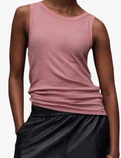 AllSaints Rina Round-neck Stretch-woven Tank Top -Whistles Store R04134780 SOFTPINK ALT04