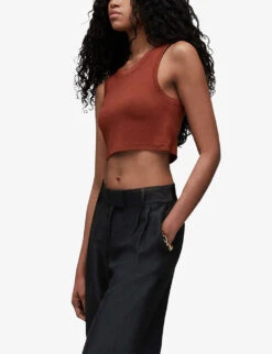 AllSaints Rina Cropped Stretch-lyocell TENCEL™ Top 9 AllSaints Rina Cropped Stretch-lyocell TENCEL™ Top -Whistles Store R04134790 RUSTBROWN ALT02
