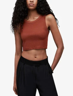AllSaints Rina Cropped Stretch-lyocell TENCEL™ Top 11 AllSaints Rina Cropped Stretch-lyocell TENCEL™ Top -Whistles Store R04134790 RUSTBROWN ALT04