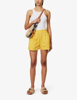 Faithfull The Brand Elva High-rise Cotton-poplin Shorts -Whistles Store R04135585 ADIASTRIPEPRTCITRUS ALT01