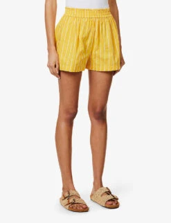 Faithfull The Brand Elva High-rise Cotton-poplin Shorts -Whistles Store R04135585 ADIASTRIPEPRTCITRUS ALT02