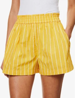 Faithfull The Brand Elva High-rise Cotton-poplin Shorts -Whistles Store R04135585 ADIASTRIPEPRTCITRUS ALT04