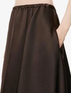 Valentino High-waist Silk Midi Skirt -Whistles Store R04135616 EBANO ALT04