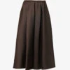 Valentino High-waist Silk Midi Skirt -Whistles Store R04135616 EBANO M