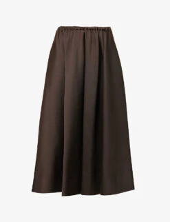 Valentino High-waist Silk Midi Skirt
