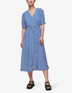 Whistles Geometric-print Woven Midi Dress 9 Whistles Geometric-print Woven Midi Dress -Whistles Store R04135829 MULTICOLOURED ALT02