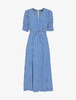 Whistles Geometric-print Woven Midi Dress