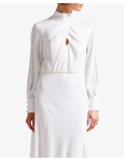 Ted Baker Mayrose Blouson-sleeved Crepe Maxi Dress -Whistles Store R04135849 WHITE ALT02
